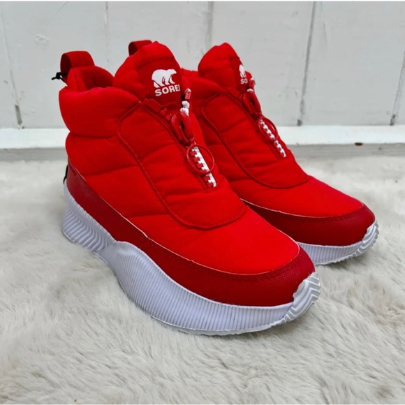 Sorel Shoes - Sorel Out N About Red Puffy Zip Up Snow Winter Boots Size 6.5